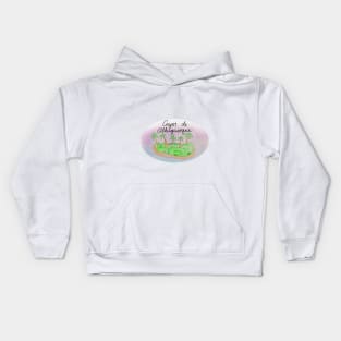 Cayos de Albuquerque watercolor Island travel, beach, sea and palm trees. Holidays and vacation, summer and relaxation Kids Hoodie